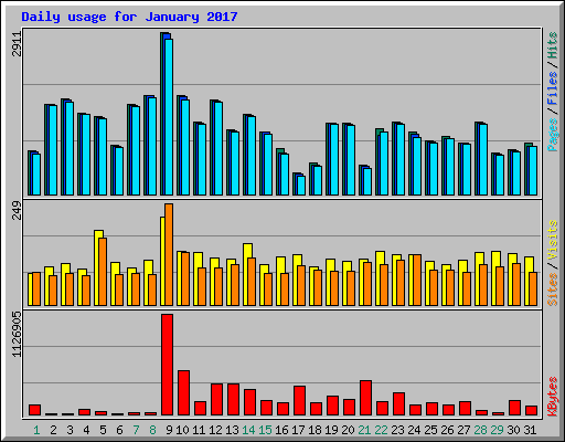 Daily usage for January 2017